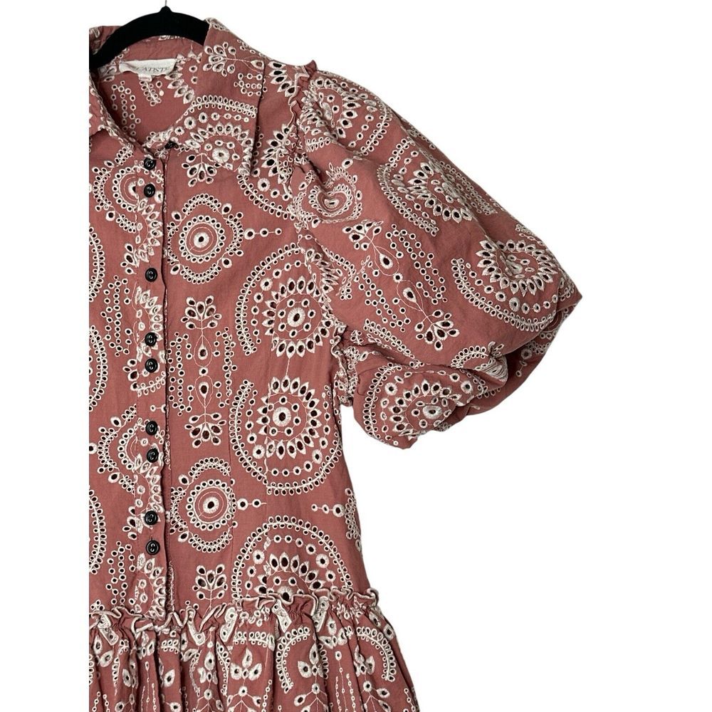 L'ATISTE BY AMY Dress Women Medium Mauve Ruffle Mini Boho Bohemian Coquette - Picture 5 of 10